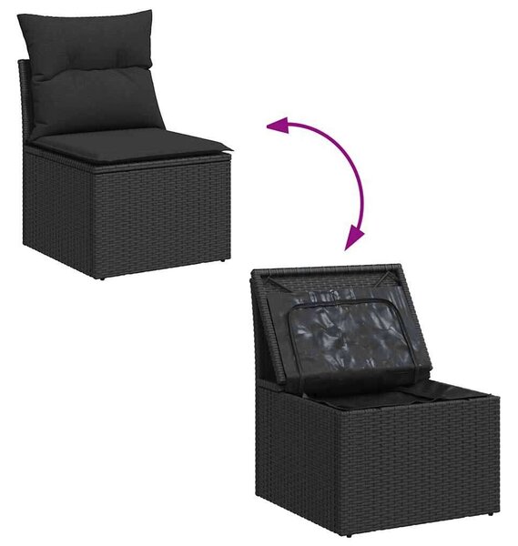 VidaXL Polyrattan Kerti Ülőgarnitúra - 9 részes - Fekete