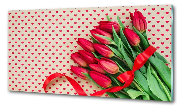 Konyhai falburkoló panel Tulipánok szívek