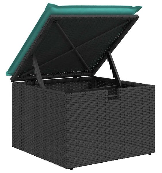 VidaXL 5 részes fekete polyrattan kerti kanapészett párnákkal