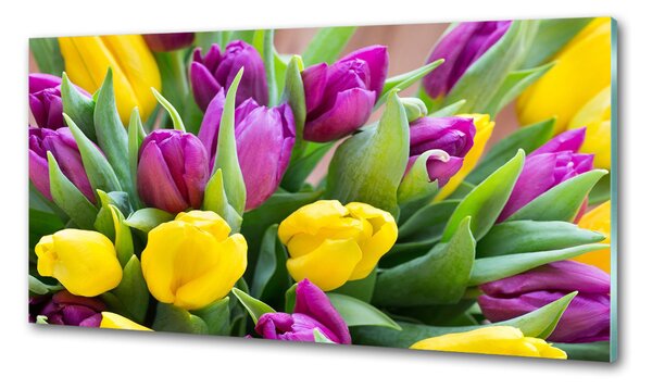 Konyhai falburkoló panel Színes tulipán
