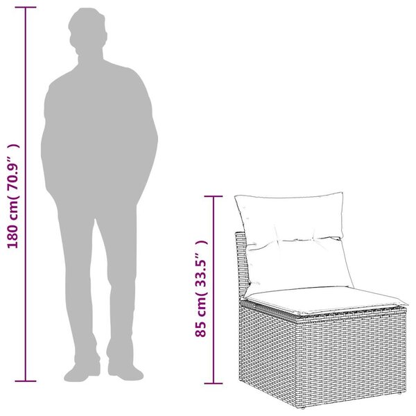 VidaXL 4 részes fekete polyrattan kerti ülőgarnitúra párnákkal