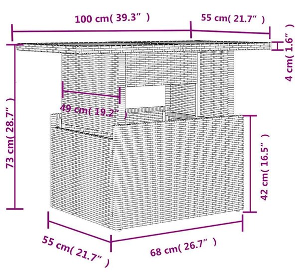 VidaXL 7 részes barna polyrattan akácfa kerti ülőgarnitúra párnákkal