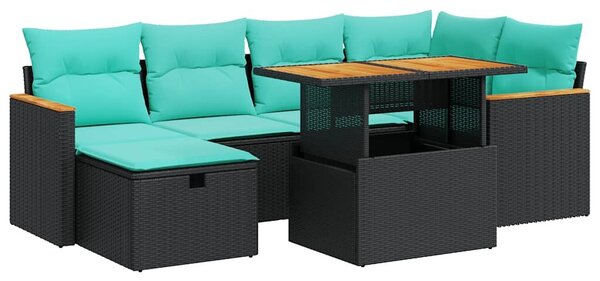VidaXL 7 részes barna polyrattan akácfa kerti ülőgarnitúra párnákkal