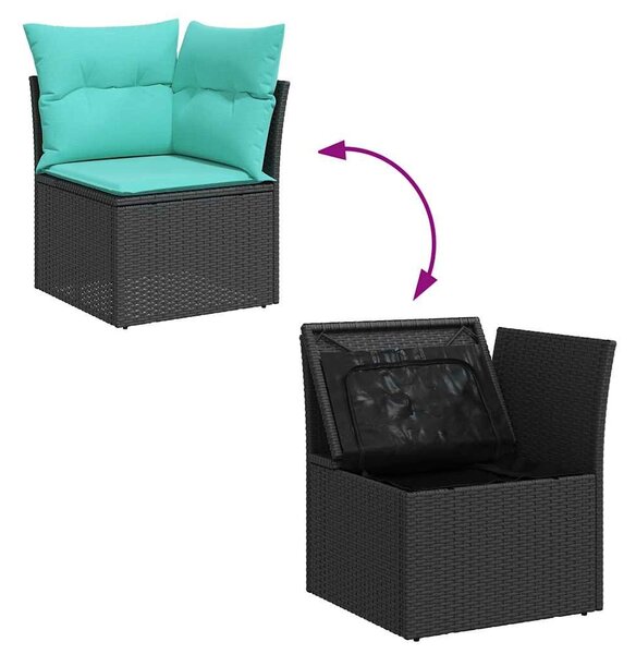 VidaXL 7 részes barna polyrattan akácfa kerti ülőgarnitúra párnákkal