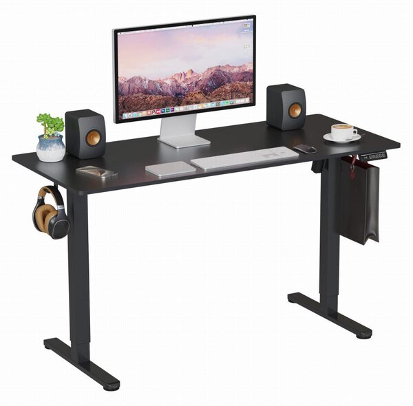 Elektromosan állítható magasságú íróasztal - 140x60cm fekete ülő-/állómunkához - LVN System Lite LV1713