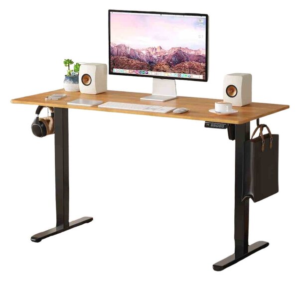 Elektromosan állítható magasságú íróasztal - 140x60cm arany tölgy ülő-/állómunkához - LVN System Lite LV1715