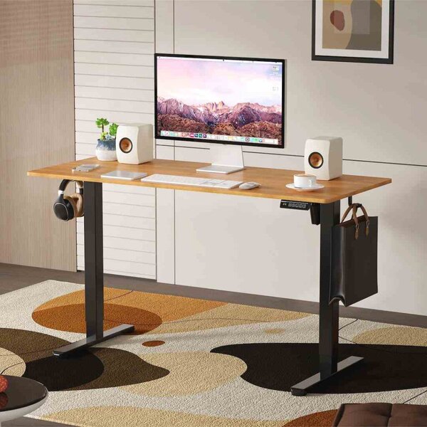 Elektromosan állítható magasságú íróasztal - 140x60cm arany tölgy ülő-/állómunkához - LVN System Lite LV1715