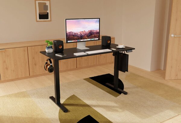 Elektromosan állítható magasságú íróasztal - 140x60cm fekete ülő-/állómunkához - LVN System Lite LV1713