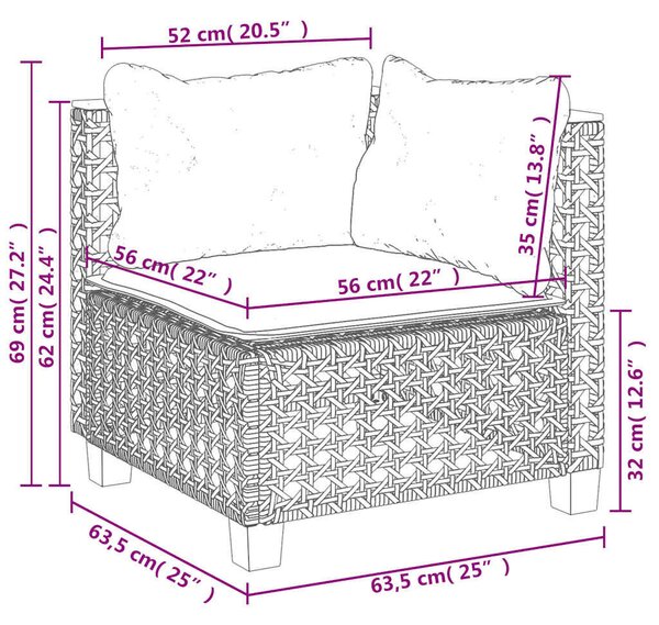VidaXL 7 részes bézs polyrattan kerti ülőgarnitúra párnákkal