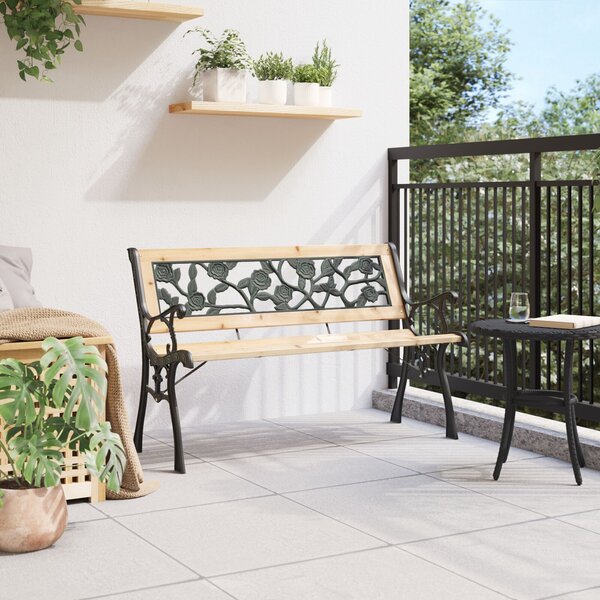 VidaXL Kerti pad rózsás háttámlával 116 cm Fa
