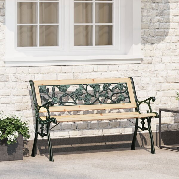 VidaXL Kerti pad rózsás háttámlával 116 cm Fa