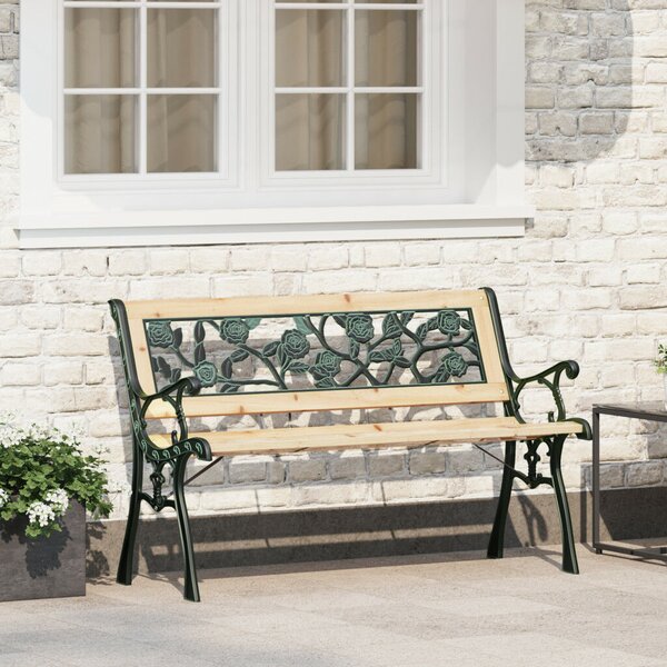 VidaXL Kerti pad rózsás háttámlával 116 cm Fa