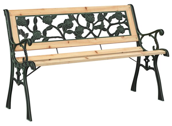 VidaXL Kerti pad rózsás háttámlával 116 cm Fa