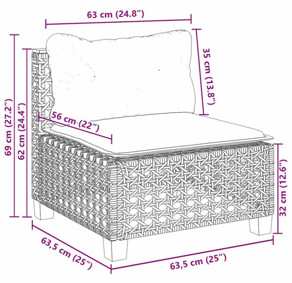 VidaXL 6 részes bézs polyrattan kerti ülőgarnitúra párnával