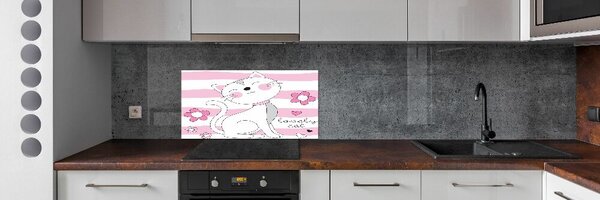 Konyhai falburkoló panel Fehér macska