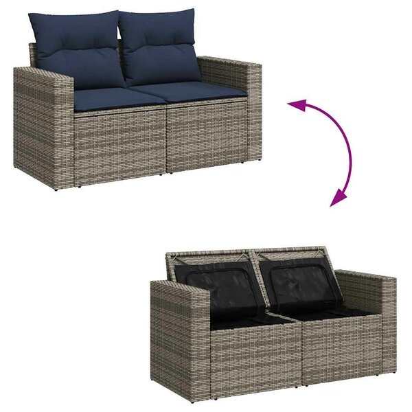 VidaXL 5 részes szürke polyrattan kerti ülőgarnitúra párnákkal