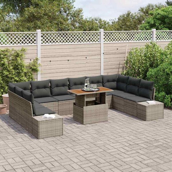 VidaXL Kerti Kanapé Szett tárolóval 11 pcs Szürke Poli rattan