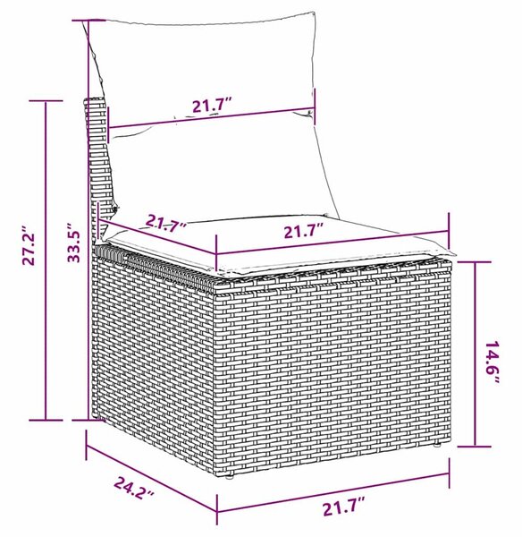 VidaXL Kerti Kanapé Szett párnával tárolóval 9 pcs Fekete Poli rattan