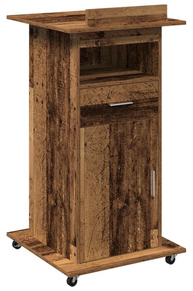 VidaXL Pódium fiókkal polcokkal Régi fa 55 x 55 x 107 cm Faanyag