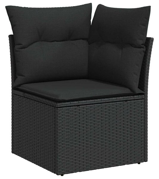 VidaXL Kerti Kanapé Szett párnával 9 pcs Fekete polirattan
