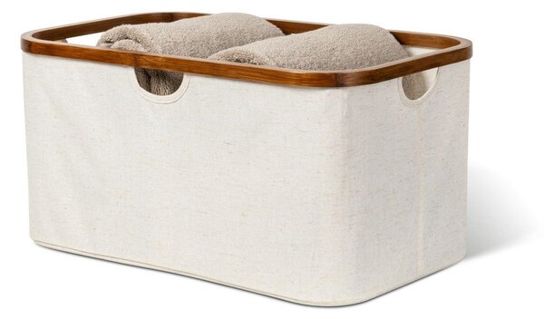 Krémszínű textil összecsukható szennyeskosár Bamboo/Linen – Bigso
