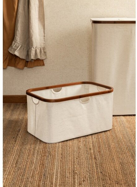 Krémszínű textil összecsukható szennyeskosár Bamboo/Linen – Bigso