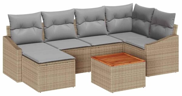 VidaXL Kerti Kanapé Szett 7 pcs Beige és Világosszürke polirattan