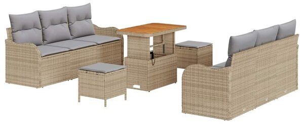 VidaXL Kerti Kanapé Szett párnával 9 pcs Beige és Világosszürke