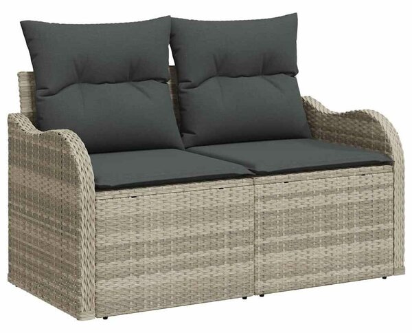 VidaXL Kerti Kanapé Szett tárolóval 4 pcs Világosszürke polirattan
