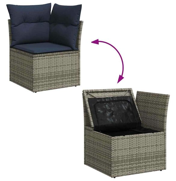 VidaXL 6 részes szürke polyrattan akácfa kerti ülőgarnitúra párnákkal
