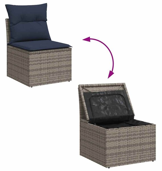 VidaXL 6 részes szürke polyrattan akácfa kerti ülőgarnitúra párnákkal