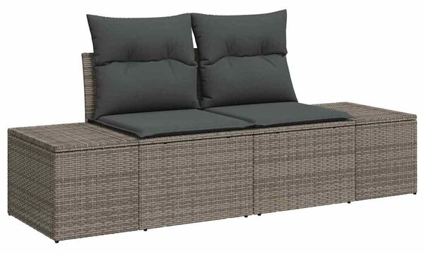 VidaXL 7 részes Szürke Poly Rattan Kerti Kanapé Szett Párnákkal