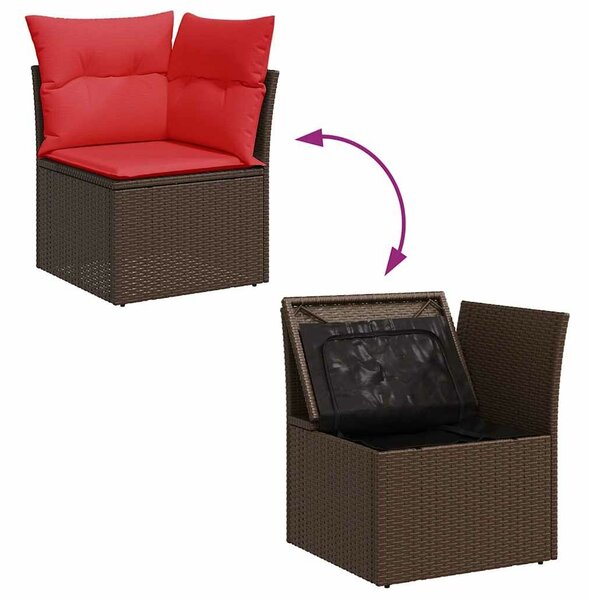 VidaXL 7 részes barna polyrattan akácfa kerti ülőgarnitúra párnákkal