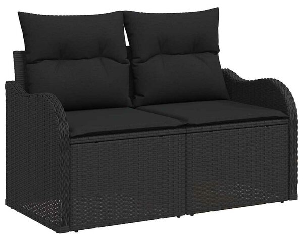 VidaXL Kerti Kanapé Szett párnával tárolóval 9 pcs Fekete polirattan