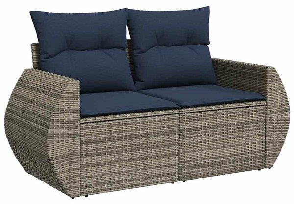 VidaXL 7 részes szürke polyrattan akácfa kerti ülőgarnitúra párnákkal