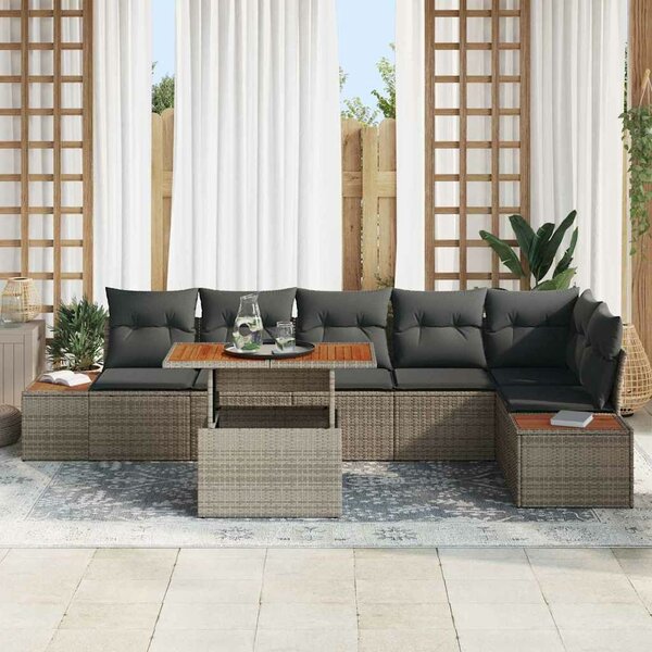 VidaXL Kerti Kanapé Szett tárolóval 7 pcs Szürke Poli rattan