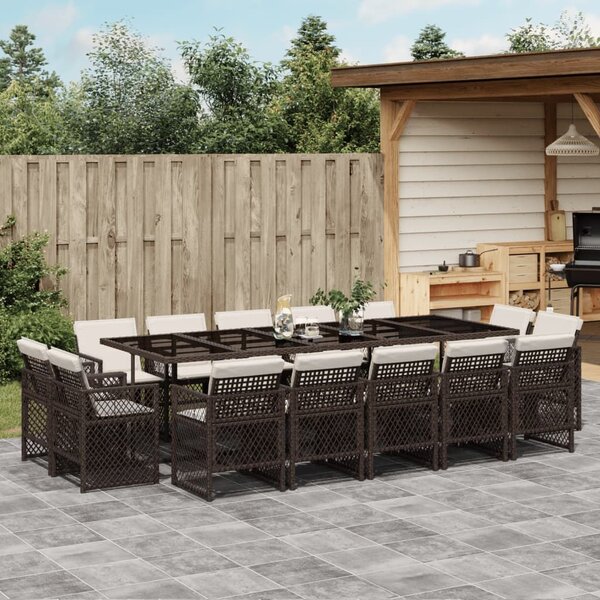 VidaXL 15 részes barna polyrattan kerti ülőgarnitúra párnákkal