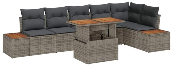 VidaXL Kerti Kanapé Szett tárolóval 7 pcs Szürke Poli rattan