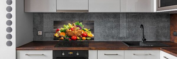 Konyhai hátfalpanel Egy kosár gyümölcs zöldség