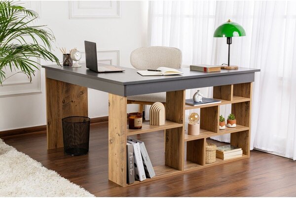 Íróasztal borovi fenyő dekorral 120x130 cm Vesper – Kalune Design