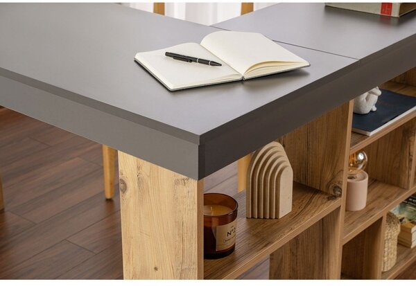 Íróasztal borovi fenyő dekorral 120x130 cm Vesper – Kalune Design