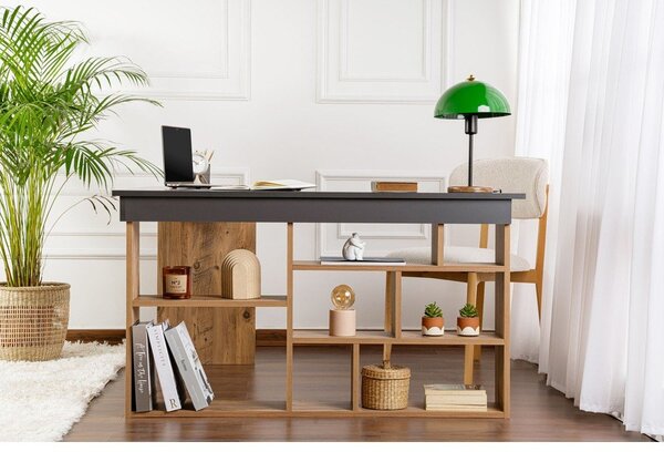Íróasztal borovi fenyő dekorral 120x130 cm Vesper – Kalune Design