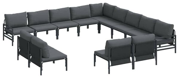 Kerti Kanapé Szett párnával 13 pcs Antracitszürke Acél