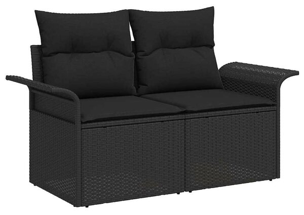 Kerti Kanapé Szett párnával tárolóval 7 pcs Fekete Poli rattan