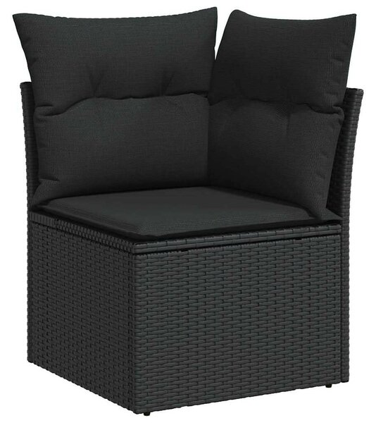 Kerti Kanapé Szett tárolóval 6 pcs Fekete polirattan