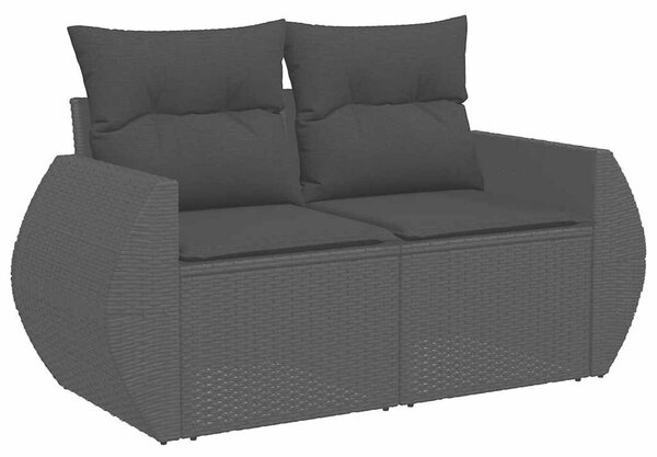 VidaXL Kerti Kanapé Szett párnával tárolóval 10 pcs Fekete polirattan