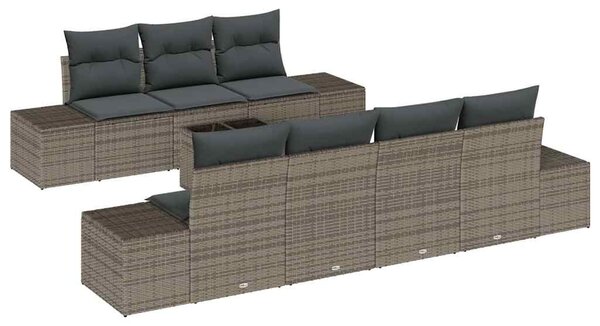 VidaXL Kerti Kanapé Szett párnával tárolóval 8 pcs Szürke polirattan