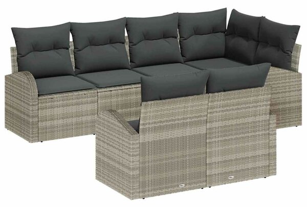 VidaXL Kerti Kanapé Szett párnával 7 pcs Világosszürke polirattan