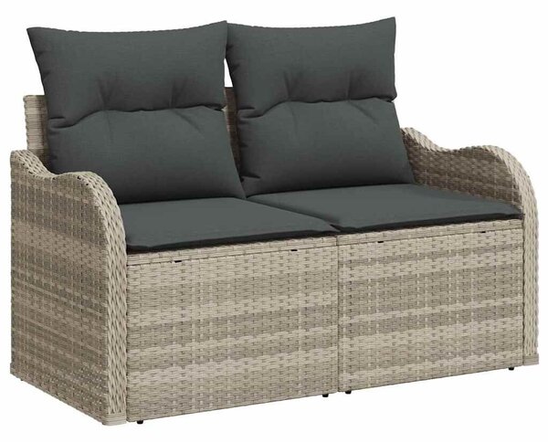 VidaXL Kerti Kanapé Szett párnával 9 pcs Világosszürke Poly Rattan