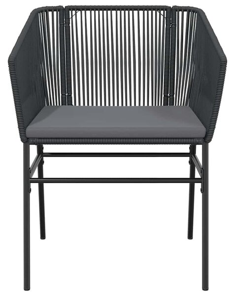 VidaXL 9 részes fekete polyrattan üveg kerti étkezőgarnitúra párnákkal
